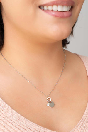 Gargantilha Detalhes Pingente Redondo Ponto de Luz Ródio Branco