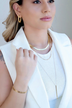 Gargantilha Longa Palito Banhado a Ouro 18K