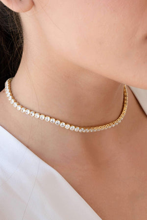 Choker Riviera Cristal Banhado a Ouro 18K