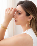 Brinco Argola Elíptico Fecho Italiano 2.8 cm Banhado a Ouro 18K