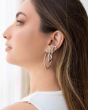 Brinco Argola Fecho Italiano Reta Elíptico Lisa 4.4cm  Ródio Branco