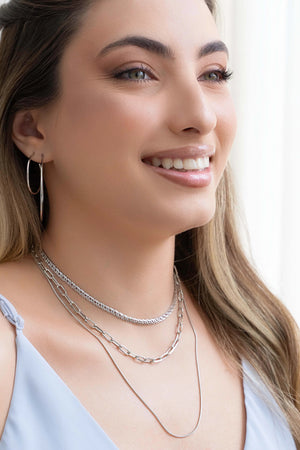 Gargantilha Elos 5 mm Lisos Ródio Branco