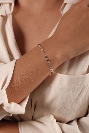 Pulseira Plaquinhas Flat Ródio Branco