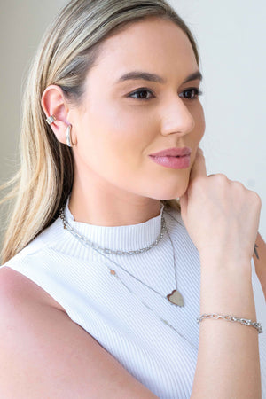 Gargantilha Veneziana Coração Liso Ródio Branco