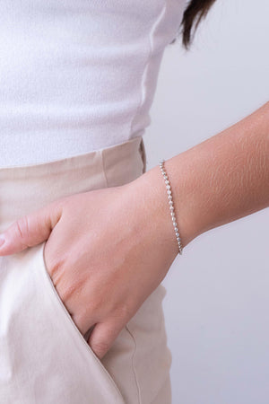 Pulseira Plaquinhas Redondas Achatadas Ródio Branco