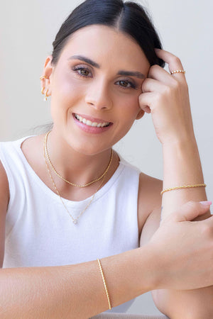 Gargantilha Veneziana Ponto de Luz Cristal Banhado a Ouro 18K