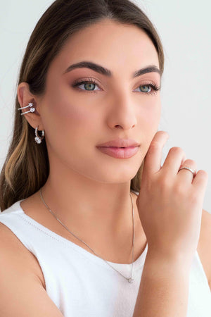 Gargantilha Veneziana Ponto de Luz Cristal Ródio Branco