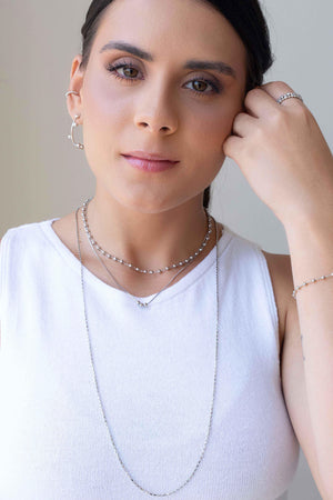 Gargantilha Veneziana Bolinhas Lisas Ródio Branco