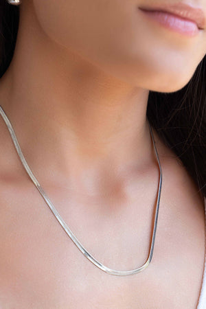 Gargantilha Malha Fita 3 mm Ródio Branco