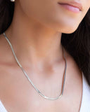 Gargantilha Malha Fita 3 mm Ródio Branco