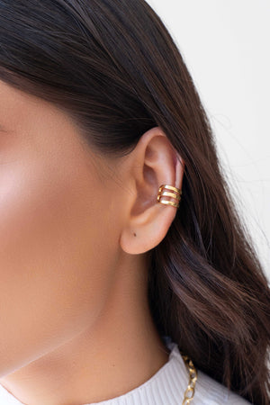 Piercing Três Filetes Banhado a Ouro 18K