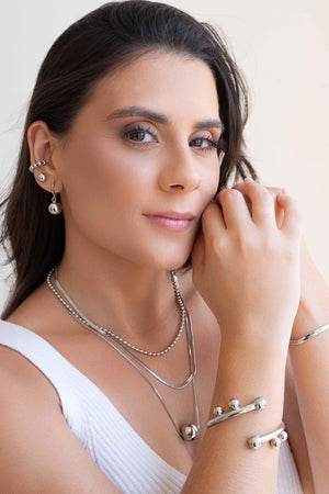 Pulseira Malha Fita Ródio Branco