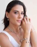 Pulseira Malha Fita Ródio Branco