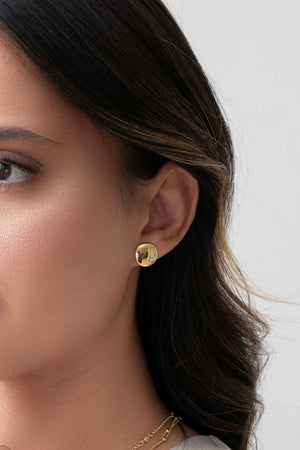 Brinco Redondo Achatado 1.3 cm Banhado a Ouro 18K