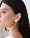 Brinco Redondo Achatado 1.3 cm Ródio Branco