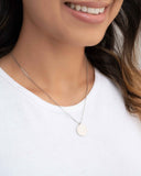 Gargantilha Veneziana com Pingente Redondo Liso Ródio Branco - 45 cm