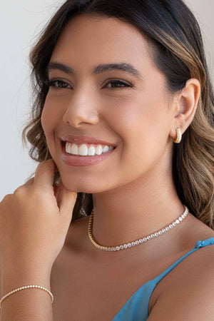 Brinco Argola Cravejado Cristal 1.6 cm Banhado a Ouro 18K