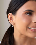 Brinco Argola Click Gota Cristal 2.1 cm Ródio Branco