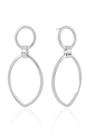 Brinco Elíptico 6 cm base Círculo Ródio Branco