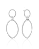 Brinco Elíptico 6 cm base Círculo Ródio Branco