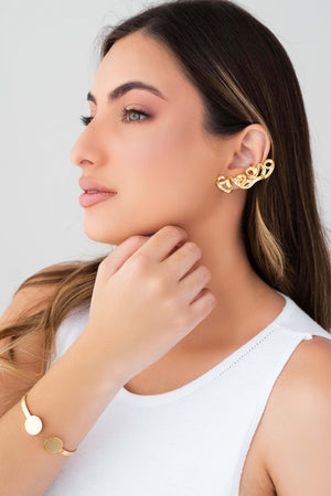 Ear Cuff Entrelaçado Banhado a Ouro 18K