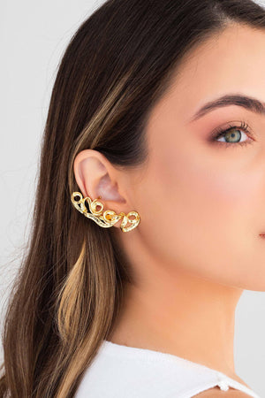 Ear Cuff Entrelaçado Banhado a Ouro 18K