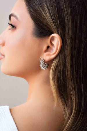 Brinco Meia Argola Mola 3.3 cm  Ródio Branco