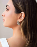 Brinco Meia Argola Mola 3.3 cm  Ródio Branco