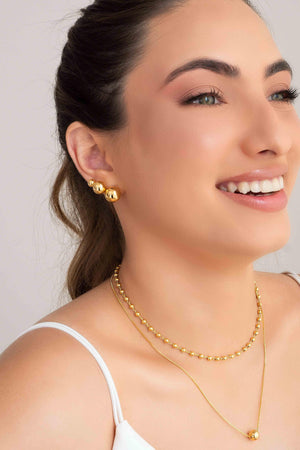 Brinco Bola Lisa 12 mm Banhado a Ouro 18K