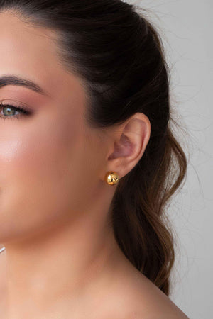 Brinco Bola Lisa 12 mm Banhado a Ouro 18K