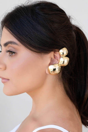 Ear Cuff Quadrados Abaulados Lisos Banhado a Ouro 18K
