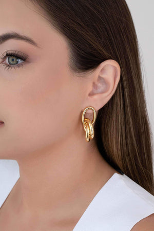 Brinco Tubos Lisos Entrelaçados Banhado a Ouro 18K