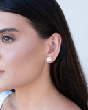 Brinco Ponto de Luz Quadrado Cristal Banhado a Ouro 18K