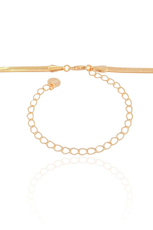 Gargantilha Gravata Malha Fita Quadrado Liso Banhado a Ouro 18K