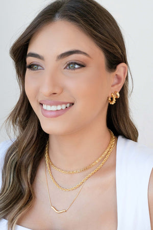 Gargantilha Veneziana Pingente Ondulado Banhado a Ouro 18K - 50 cm