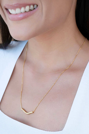 Gargantilha Veneziana Pingente Ondulado Banhado a Ouro 18K - 50 cm