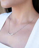 Gargantilha Veneziana Pingente Ondulado Ródio Branco - 50 cm