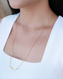 Gargantilha Longa Veneziana Pingente Ondulado Banhado a Ouro 18K