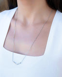 Gargantilha Longa Veneziana Pingente Ondulado Ródio Branco