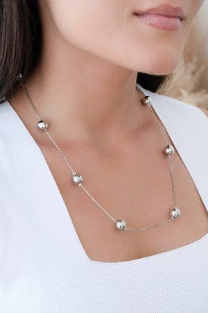 Gargantilha Veneziana Bolas Lisas Ródio Branco