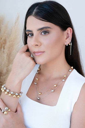 Pulseira Bolas Lisas Ródio Branco