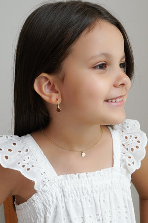 Gargantilha Infantil Elos Coração Liso Banhado a Ouro 18K