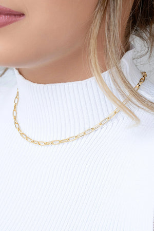 Choker Elos Ovais Banhado a Ouro 18K
