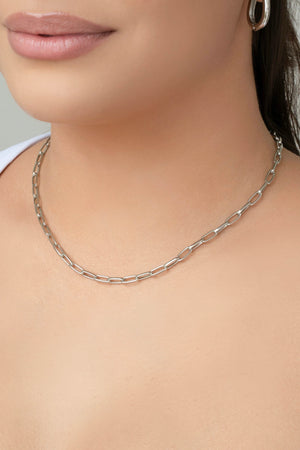Choker Elos Ovais Ródio Branco