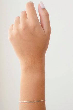 Pulseira Bolinhas Achatadas Ródio Branco