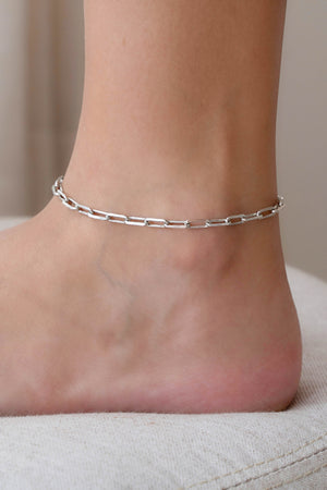 Tornozeleira Elos Ovais Ródio Branco