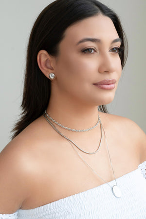 Brinco Redondo Liso Tamanho G Ródio Branco