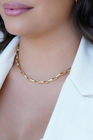 Choker Elos Ovais Lisos Banhado a Ouro 18K