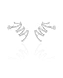 Ear Cuff Duplo 7 Filetes Liso Pressão Ródio Branco