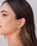 Brinco Flor Vazado Ródio Branco